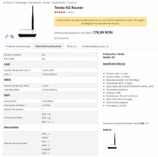 Router Wireless-N Tenda N-3