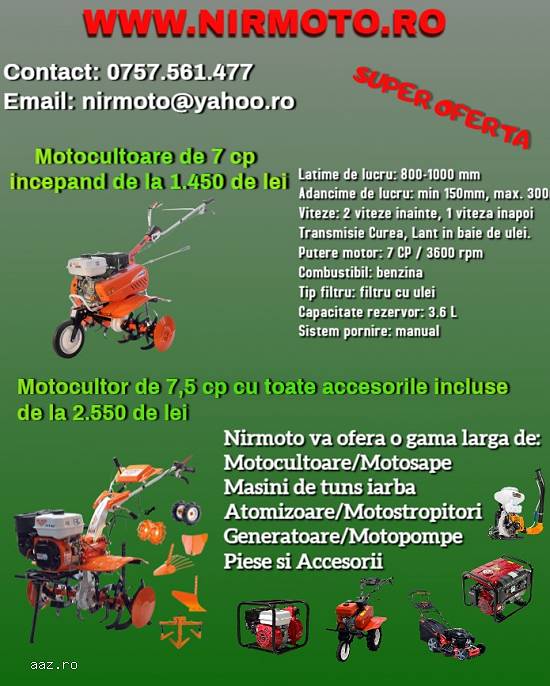 Reparatii Motocultoare,  Motosape,  Motopompe,  Masini de tuns iarba,  Motocositori Bacau