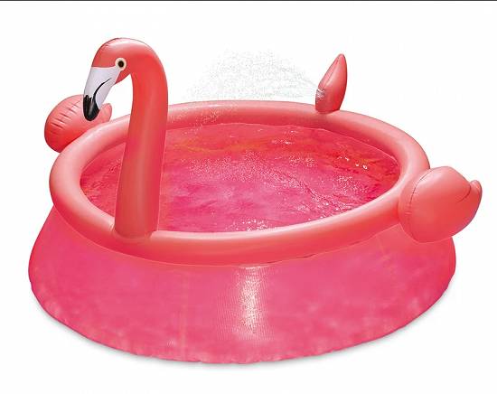 Piscină cu inel gonflabil în formă de Flamingo perfectă pentru copii