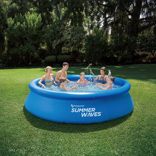 Piscină Summer Waves cu inel gonflabil pentru copii și adulți