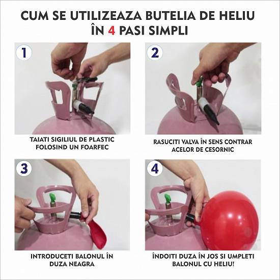 Butelie heliu pentru 48-50 de baloane de 13,   4L (34,   5 bar)
