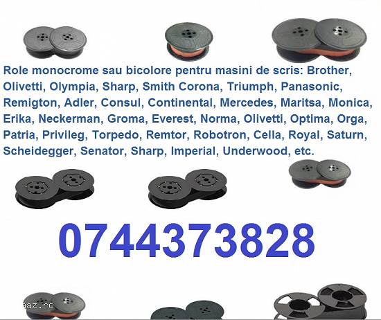 Role tus pentru masini de scris de culoare neagra si bicolora!.