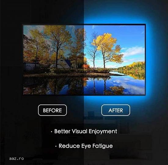 KIT BANDA led RGB ambilight TV usb 5V cu APLICATIE MUZICA 5 metri pentru iluminare ambientala inteli