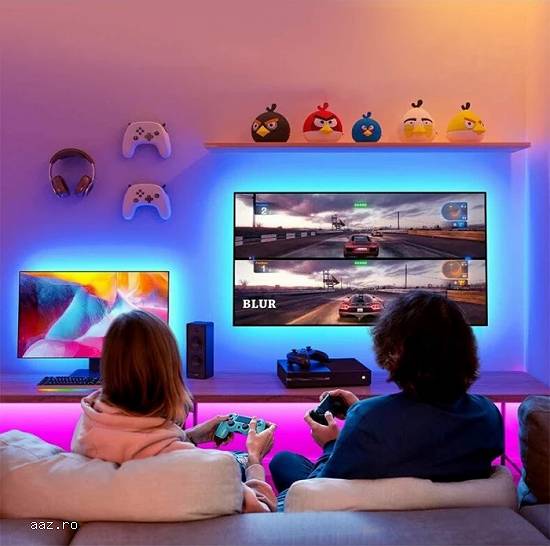KIT BANDA led RGB ambilight TV usb 5V cu APLICATIE MUZICA 5 metri pentru iluminare ambientala inteli