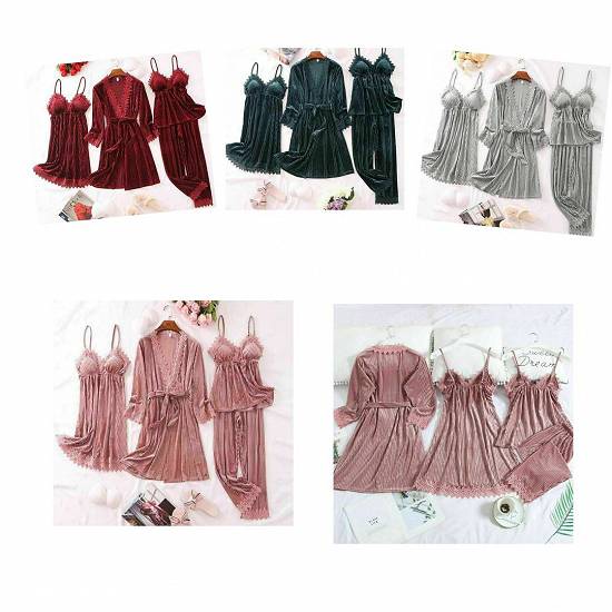 velvet pajama set 4 pieces
