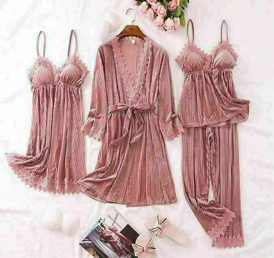 velvet pajama set 4 pieces