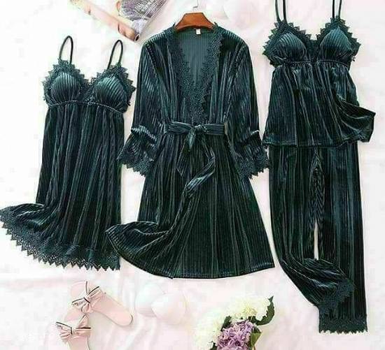 velvet pajama set 4 pieces