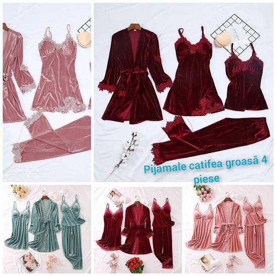 velvet pajama set for winter 4 pieces