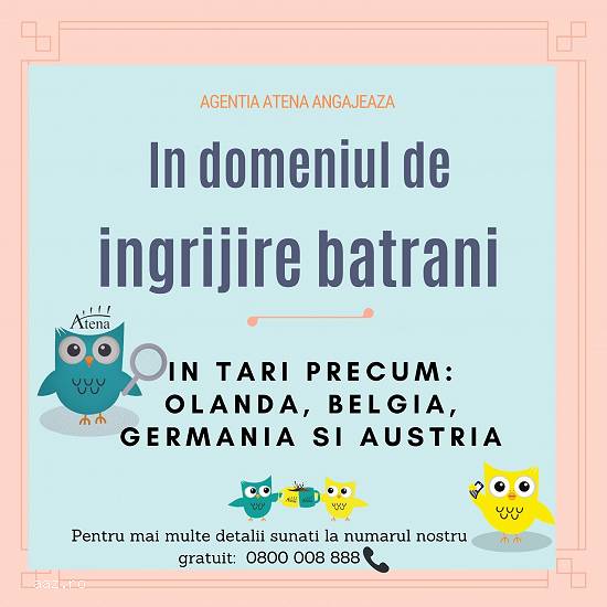 Oferim un loc de muncă pentru îngrijitori de batrani