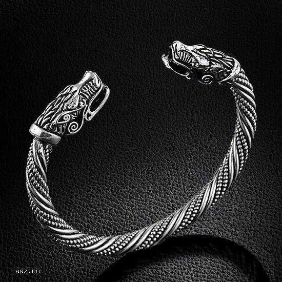 BRATARA Vikinga Viking VIKINGS serial VIKINGI Wolf gotica BARBATI pret cap lup