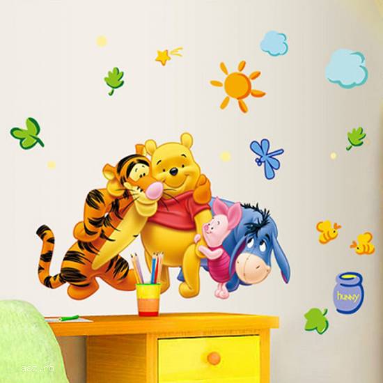 STICKER perete personaje Winnie the Pooh DESENE ANIMATE decorativ camera copii