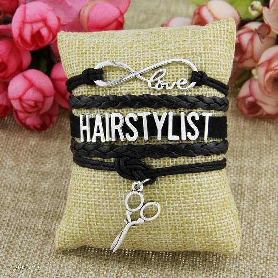 Bratara Hairstylist din Piele Neagra Accesorii Frizer Frizerie Coafor Barber