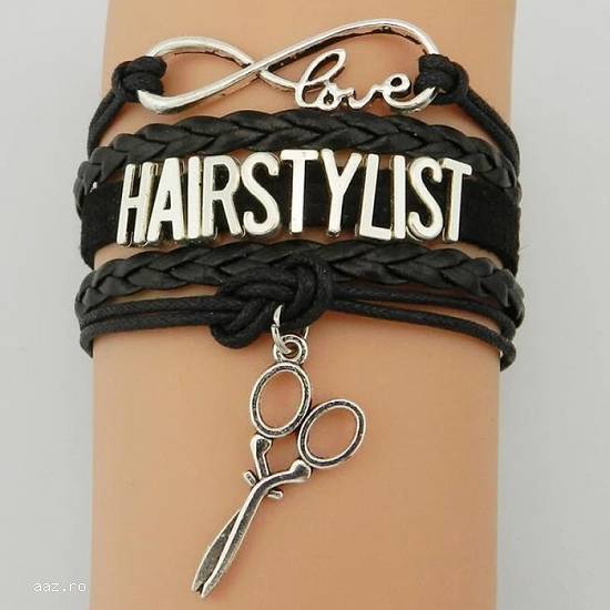 Bratara Hairstylist din Piele Neagra Accesorii Frizer Frizerie Coafor Barber