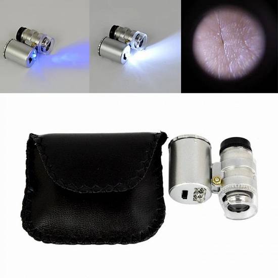 Microscop LUPA 60x cu LED aparat VERIFICAT BANI cu lampa UV bijutier ceasornicar