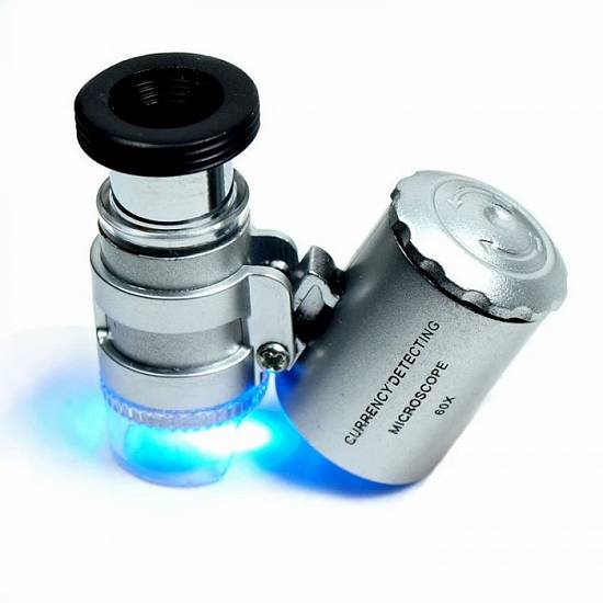 Microscop LUPA 60x cu LED aparat VERIFICAT BANI cu lampa UV bijutier ceasornicar