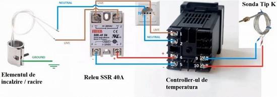 Controler REGULATOR TEMPERATURA termostat digital 220V 300 400 grade cu sonda RELEU 40A REX C100 ele