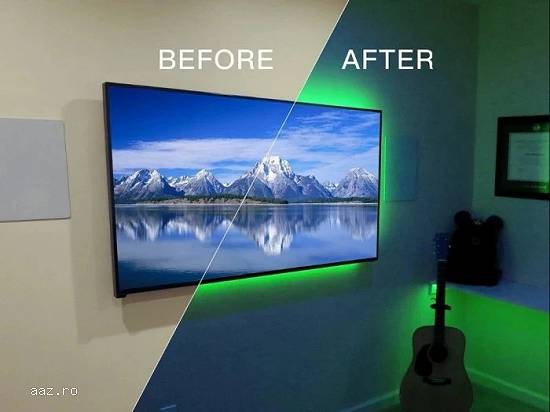 KIT BANDA led RGB ambilight TV usb 5V cu APLICATIE MUZICA 5 metri pentru iluminare ambientala inteli