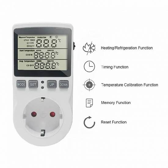 PRIZA cu TERMOSTAT programabila cu SENZOR de TEMPERATURA pentru calorifer electric plasma termica di