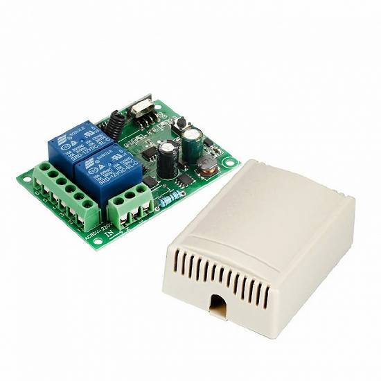 RELEU CU TELECOMANDA 220V modul 2 relee WIRELESS controlat comandat radio 433mhz