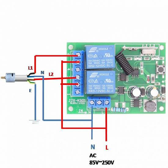 RELEU CU TELECOMANDA 220V modul 2 relee WIRELESS controlat comandat radio 433mhz