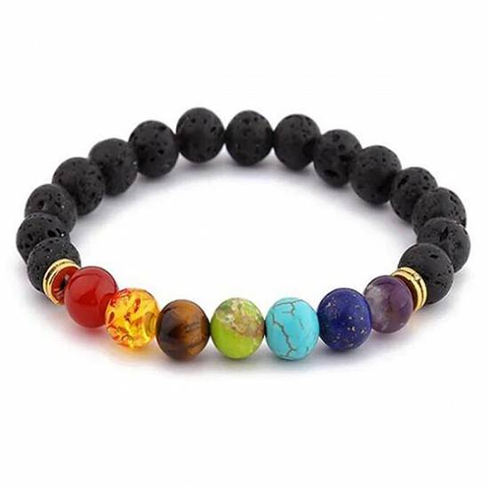 BRATARA piatra ROCA lava VULCANICA naturala celor 7 CHAKRA agat verde rosie ametist chihlimbar LAPIS