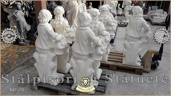 Set statuete băiat și fată,   alb marmorat,   model S43.