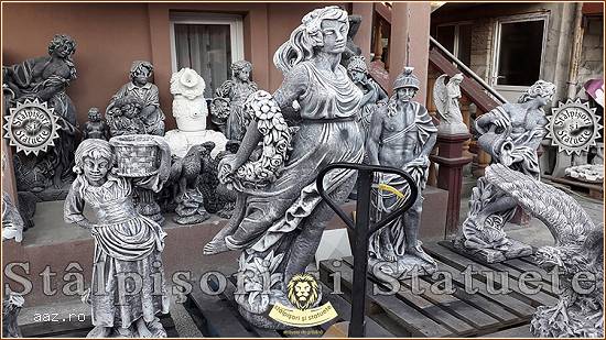 Statuetă domnița cu flori,   gri patinat,   model S50.