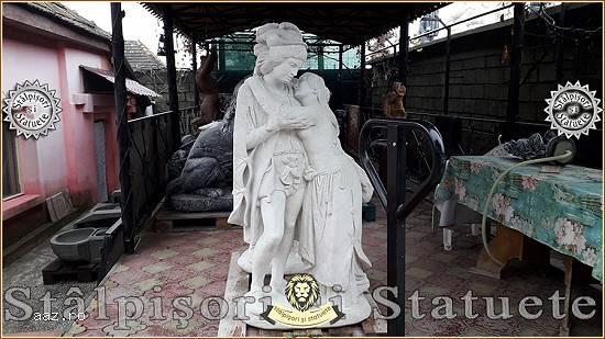 Statuetă Romeo și Julieta,  alb marmorat,  model S55.