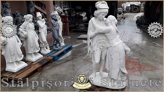 Statuetă Romeo și Julieta,  alb marmorat,  model S55.