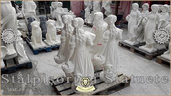 Statuetă domnița cu coșulețe,  alb marmorat,  model S67.