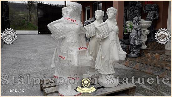 Statuetă domnița cu coșulețe,  alb marmorat,  model S67.