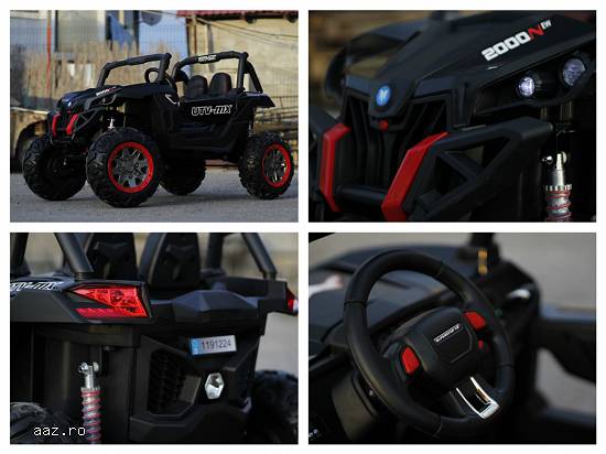 UTV electric pentru 2 copii Rocker XMX603 4x45W 12V PREMIUM #Black