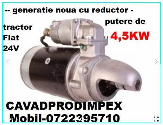 Electromotor NOU putere 4,  5kw,  24V SI 12V reductor tractor Fiat312, 315, 411, 415, 431