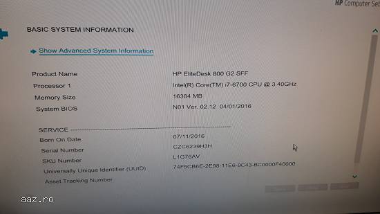 Calculator SH - HP EliteDesk 800 G2 SFF I7 ram 16gb ddr4 ssd 512gb