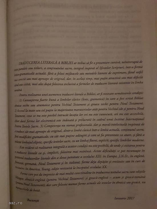 Biblia sau Sfânta Scriptură Traducere Literală