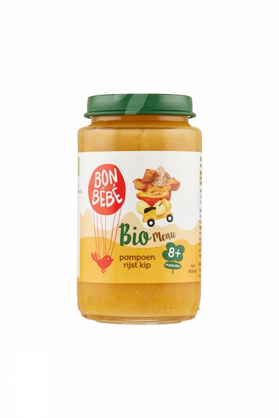 Mancare import Olanda BON BEBE Pui,   Orez si Dovleac 8+ luni Total Blue 0728.305.612