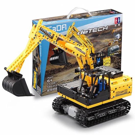 Excavator cu telecomanda CADA,   set constructie din 544 piese
