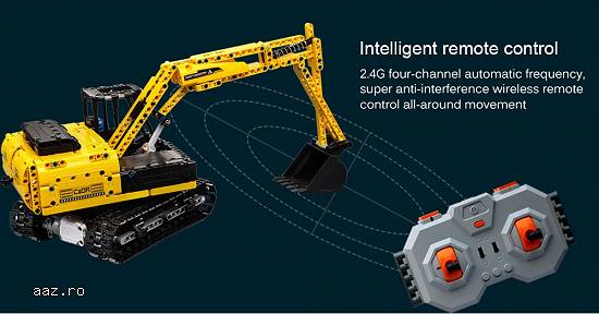 Excavator cu telecomanda CADA,   set constructie din 544 piese