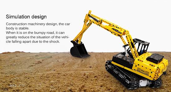 Excavator cu telecomanda CADA,   set constructie din 544 piese