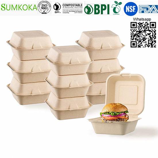 Cutie cu clapetă de unică folosință,   cutie pentru hamburger,   de 6 inch