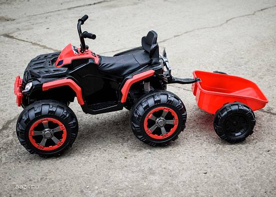 ATV electric pentru copii Offroad 2x35W 12V cu remorca inclusa RED