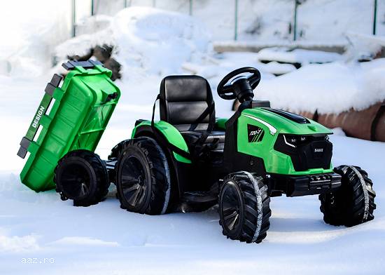 Tractoras electric cu remorca Kinderauto SX2068 2x 45W,    roti MOI Verde