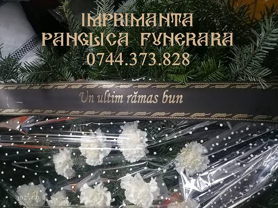 Aparat personalizare mesaj condoleante panglica jerba funerara