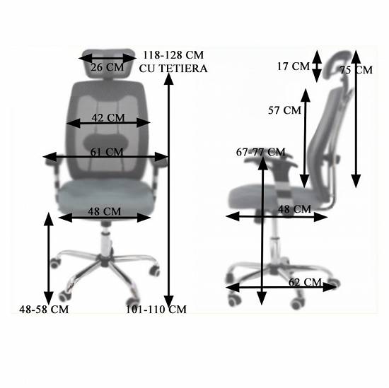 Scaun Ergonomic Birou - Operational,    Negru,    Mesh,    Tetiera,    Suport Lombar - SH