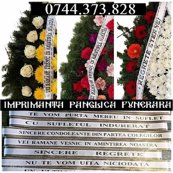 Sistem scriere panglica funerara,   florala cu livrare rapida 0744373828 !