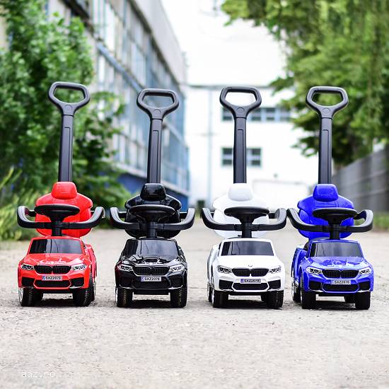 Masinuta cu maner,   2 in 1,   pentru copii,   BMW M5,   PREMIUM,   culoare Neagra