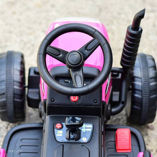 Tractoras electric Kinderauto BJ611 60W 12V cu remorca si telecomanda