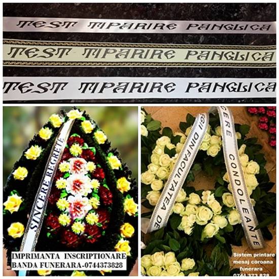 Imprimanta scriere panglica de coroana funerara sau florala cu livrare rapida.