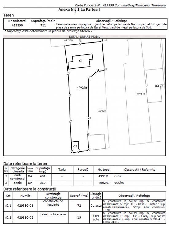 Proprietar vand 711 m2 In Timisoara si casa + garaj fara valoare