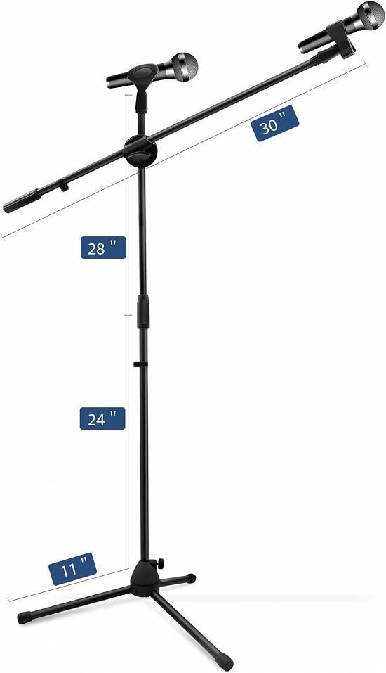 Stativ microfon tip girafa cu nuca si clips.